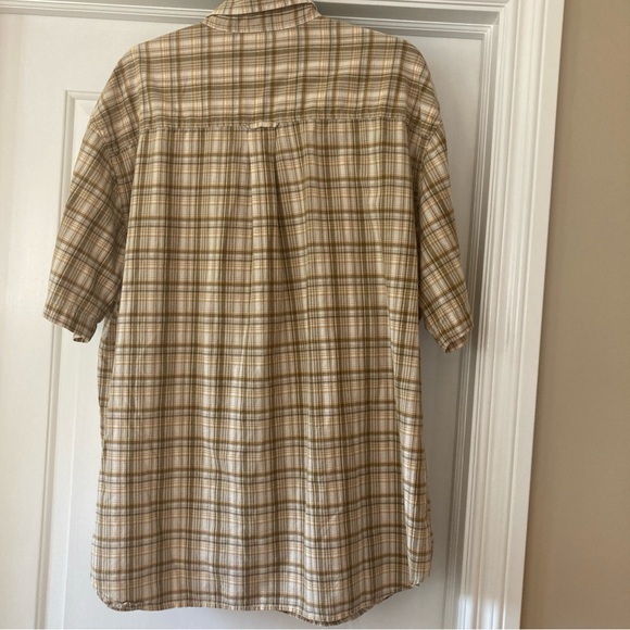 VTG Woolrich Shirt Mens 2XL XXL Gold Plaid Short Sleeve Button Down 2 Pockets - Picture 3 of 4